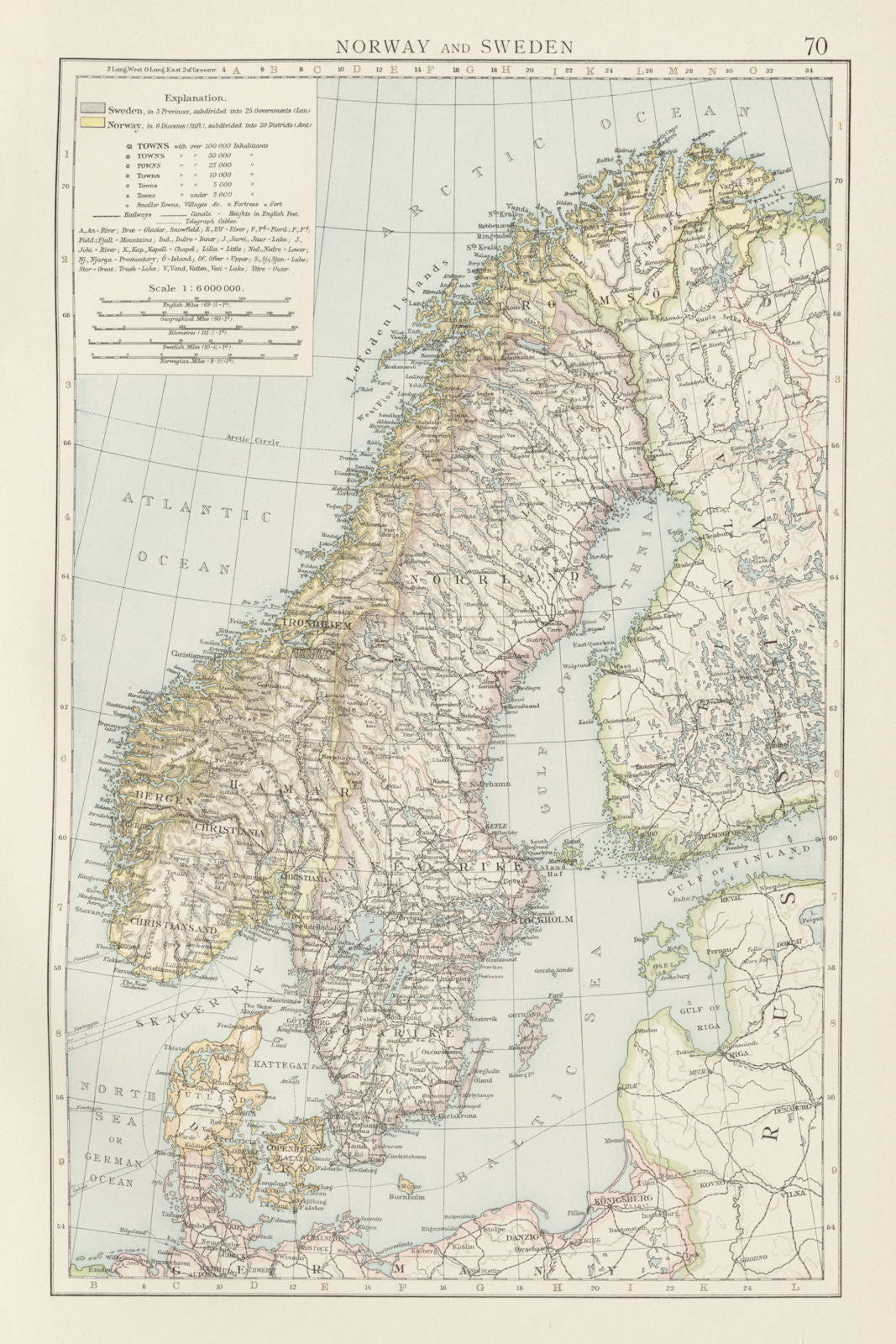 Norway and Sweden. Scandinavia. Denmark. THE TIMES 1900 old antique map chart